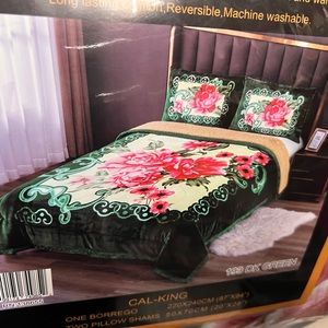 3pc HEAVY Winter Comforter with Shams CALI KING New Sherpa Flannel REVERSIBLE